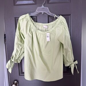 LOFT Off-the-Shoulder Blouse – Light Green – Size Small – NWT
